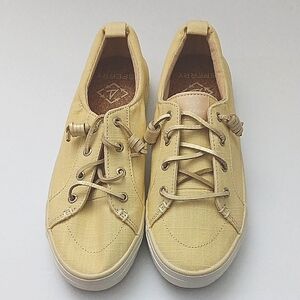 Sperry Crest Vibe Sneakers Women's Size 8 Pastel Yellow‎ Top Sider Crosshatch